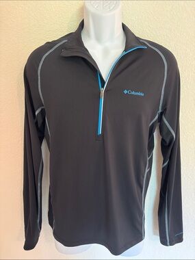 Columbia Black Long-Sleeve Quarter Zip with Blue Trim